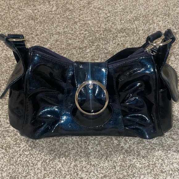 Midnight Blue Patent Leather | Y2K Shoulder Purse - Picture 8 of 13